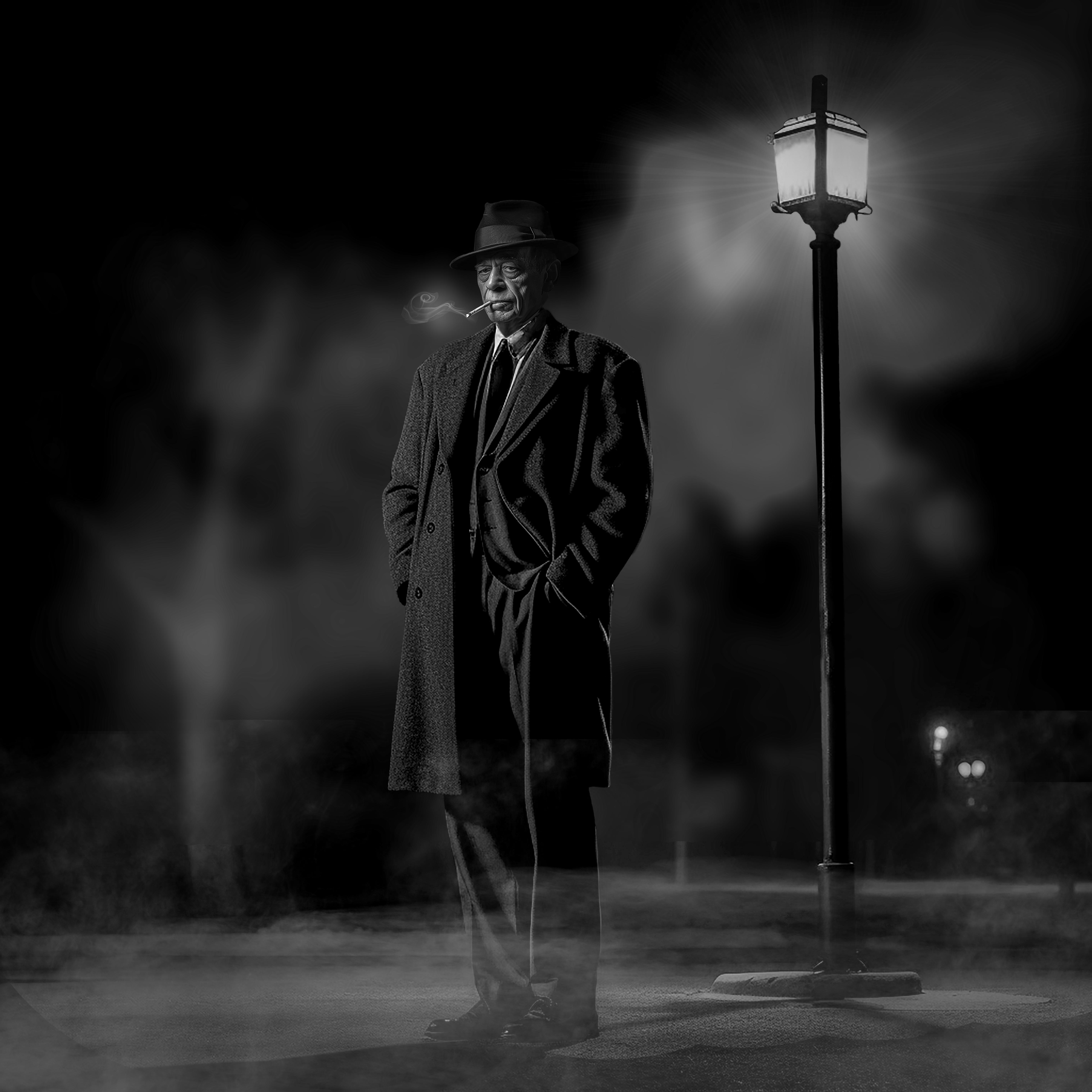 Smoking Man Under the Street Lamp by Charles Ginsburgh (Group )